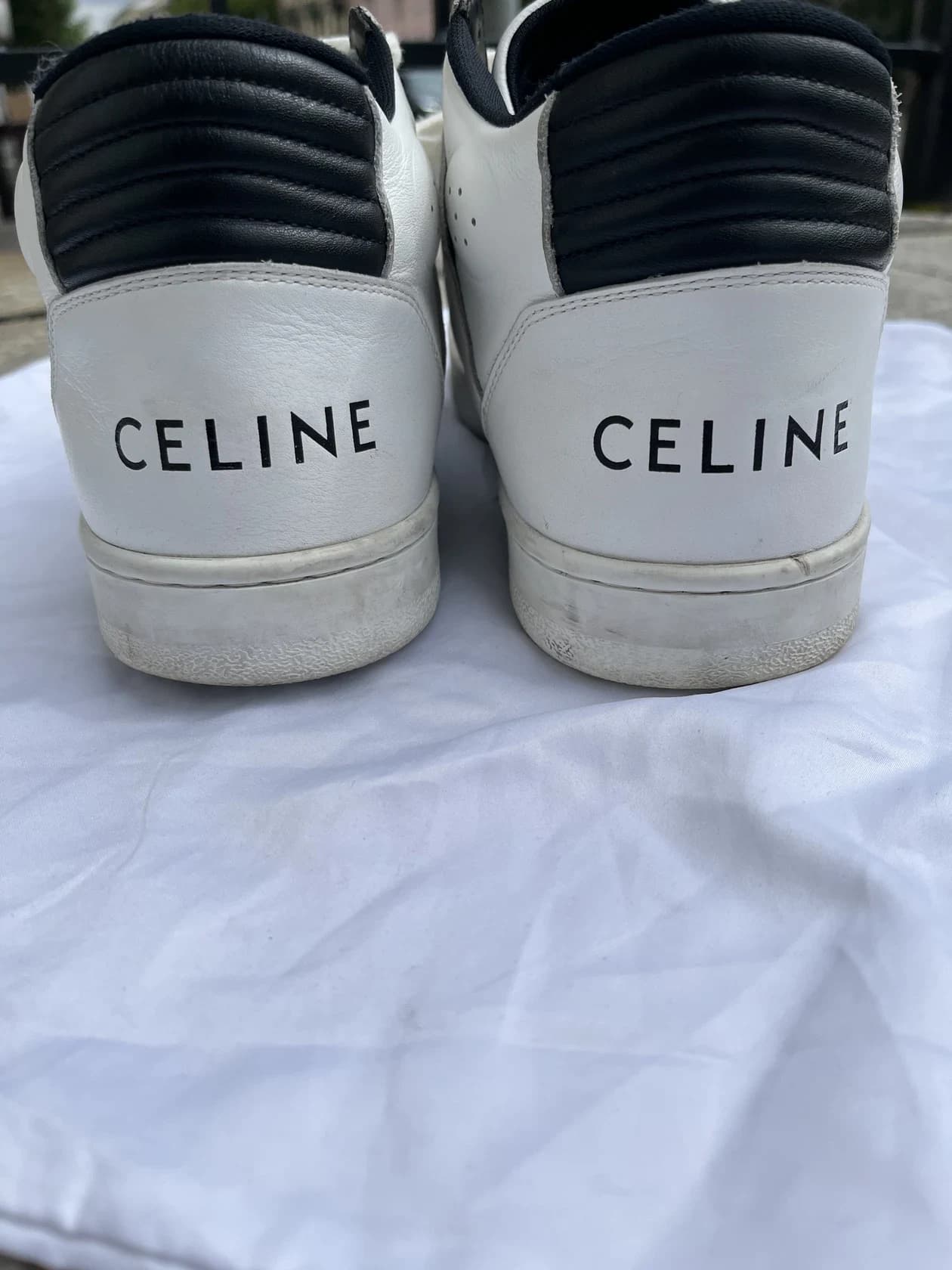 Высокие кеды Celine из белой кожи