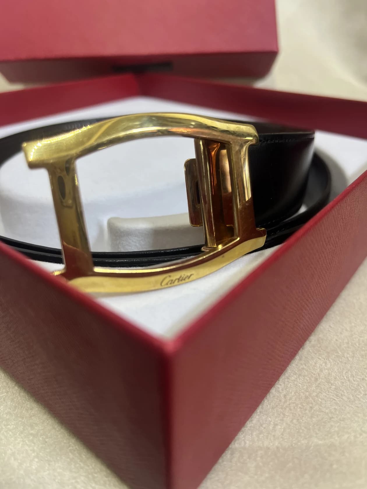 Ремень Cartier, черная кожа с шоколадной изнанкой — фото 2