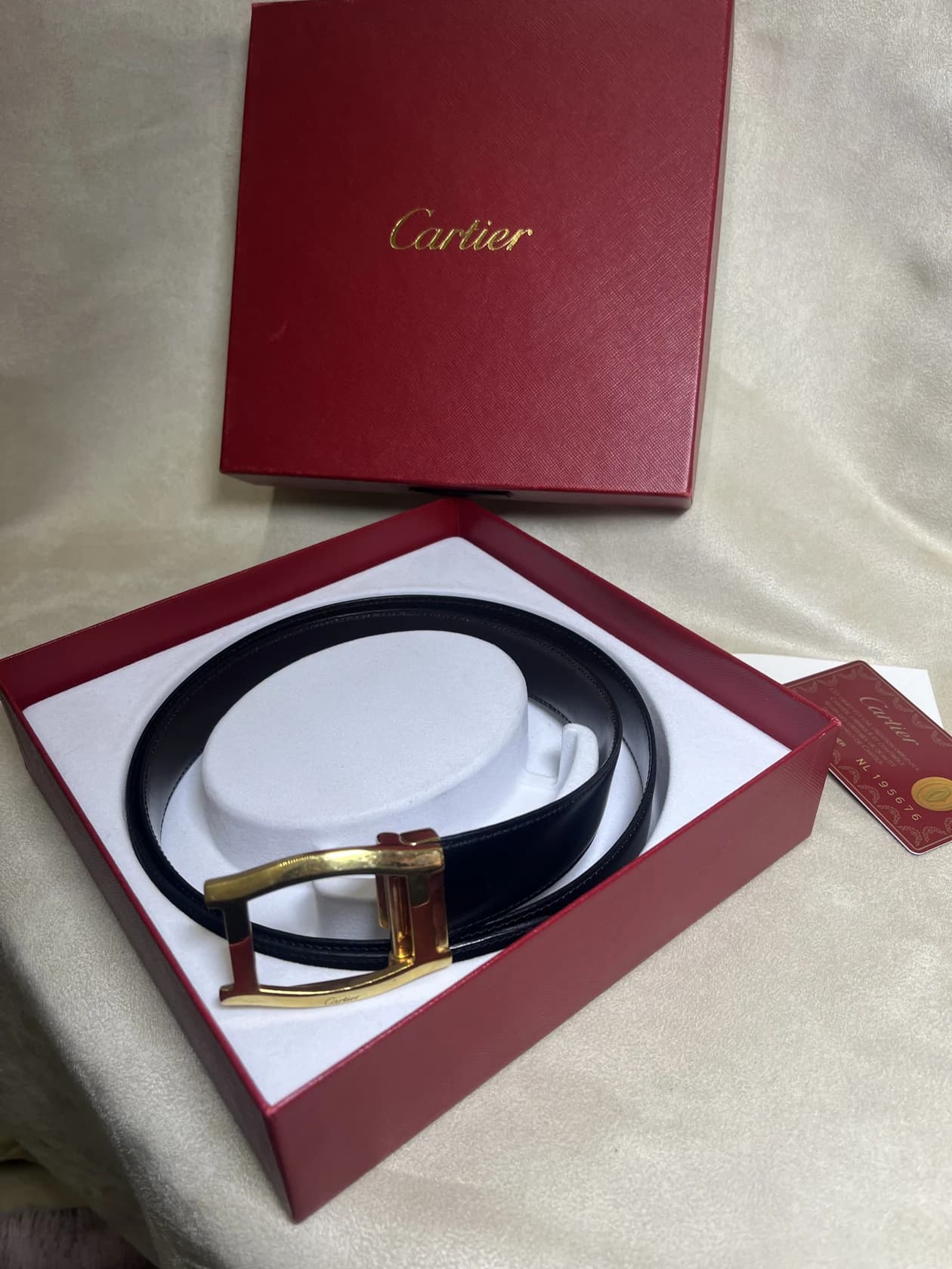 Ремень Cartier, черная кожа с шоколадной изнанкой — фото 6