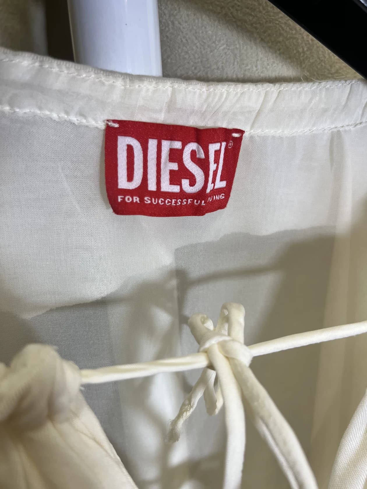 Блузка-рубашка Diesel, молочная вискоза с дистрессом — фото 3