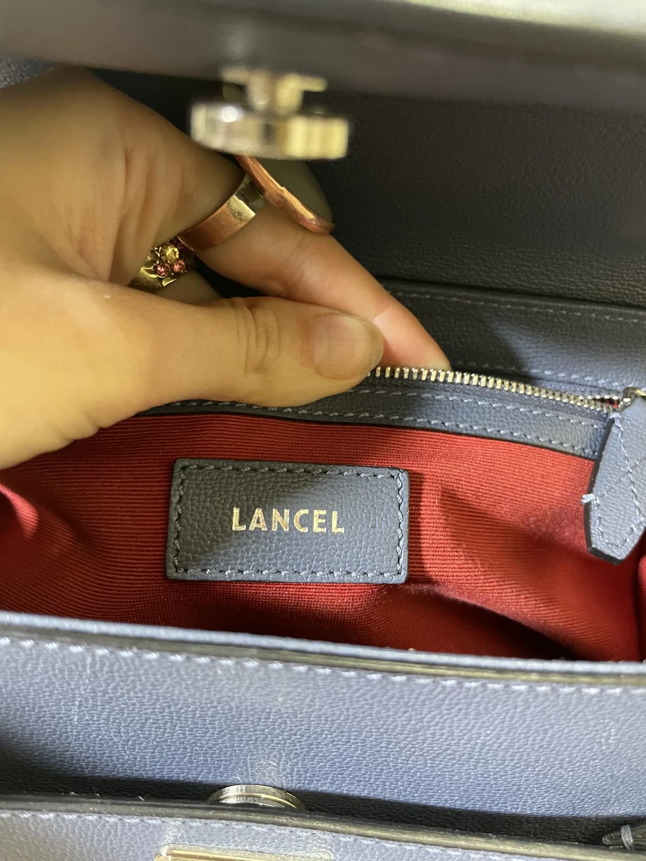 Синий кожаный саквояж Lancel — фото 6