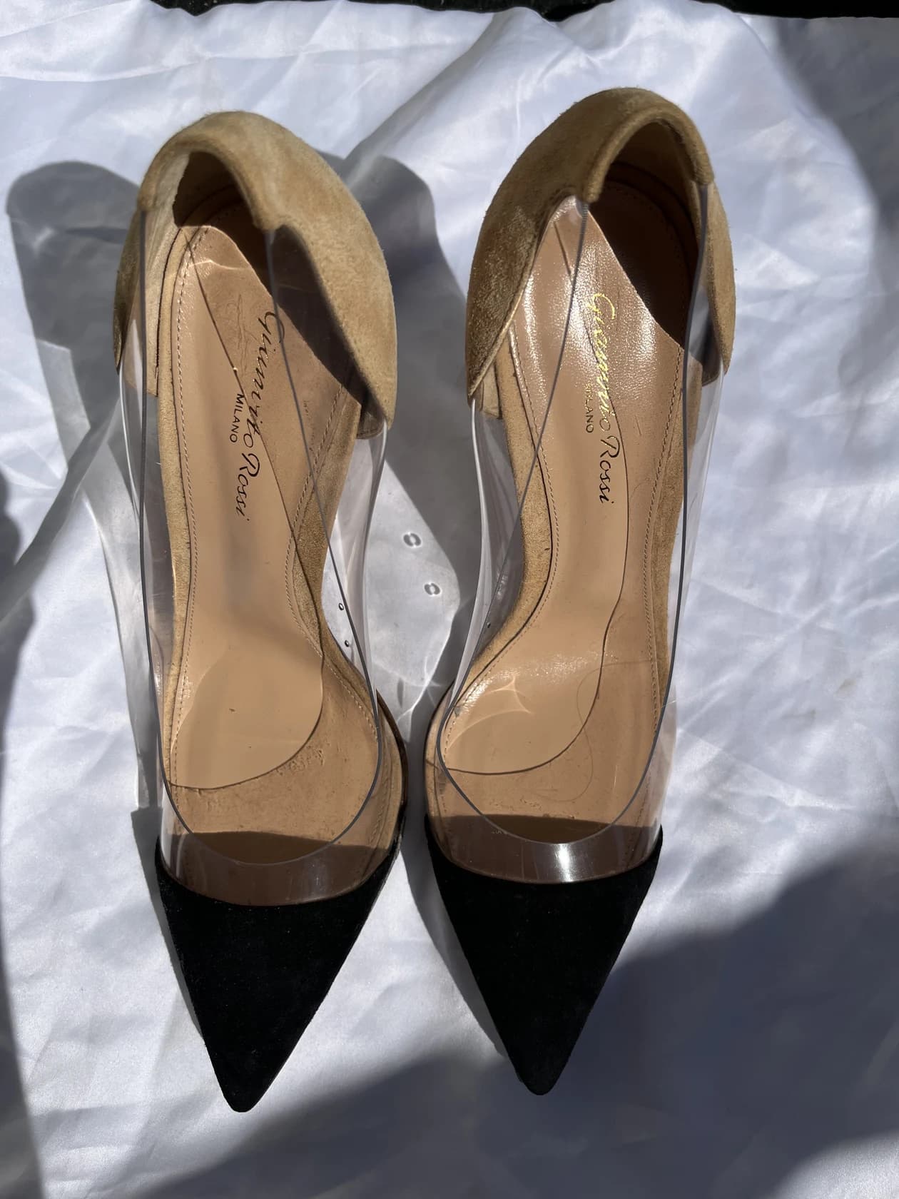 Лодочки Gianvito Rossi, черно-бежевая замша — фото 2