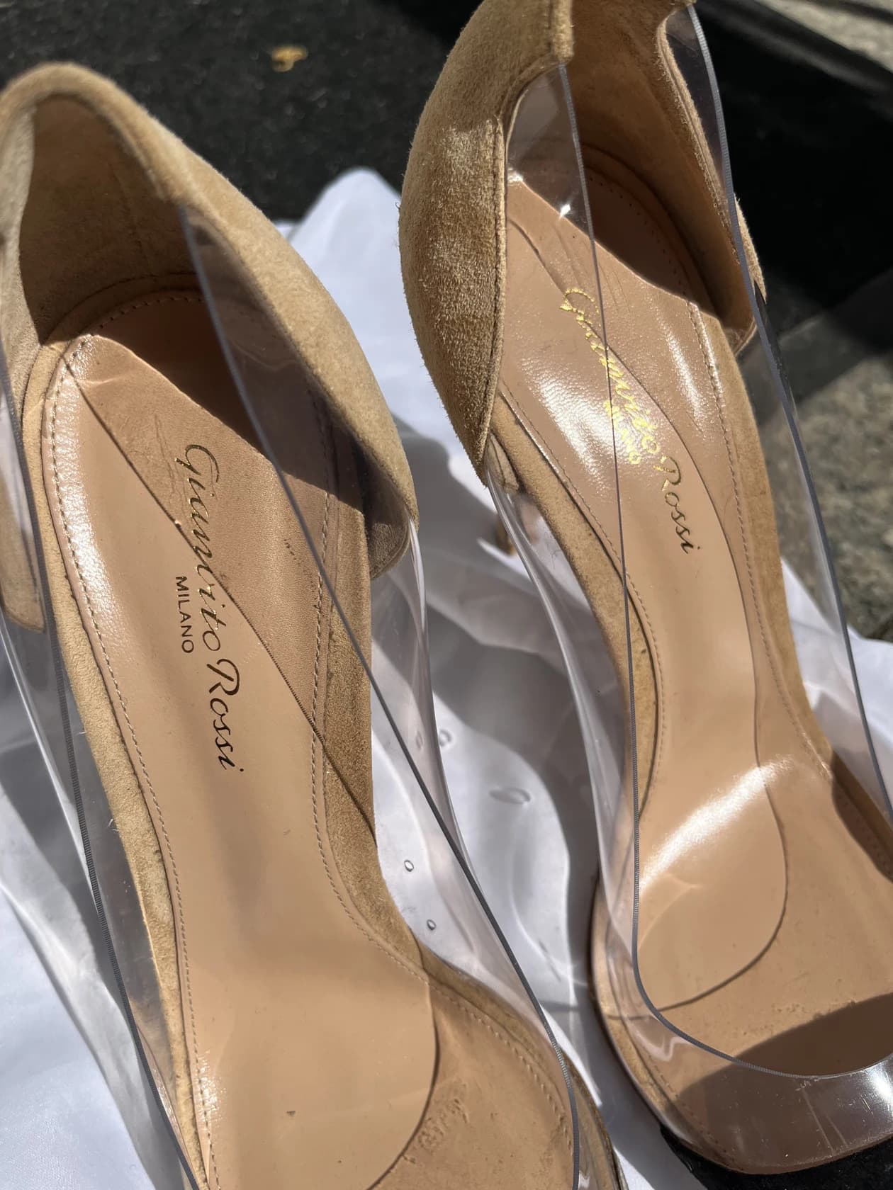 Лодочки Gianvito Rossi, черно-бежевая замша — фото 8