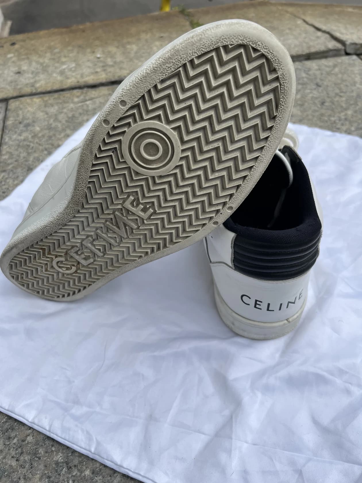 Высокие кеды Celine из белой кожи — фото 5