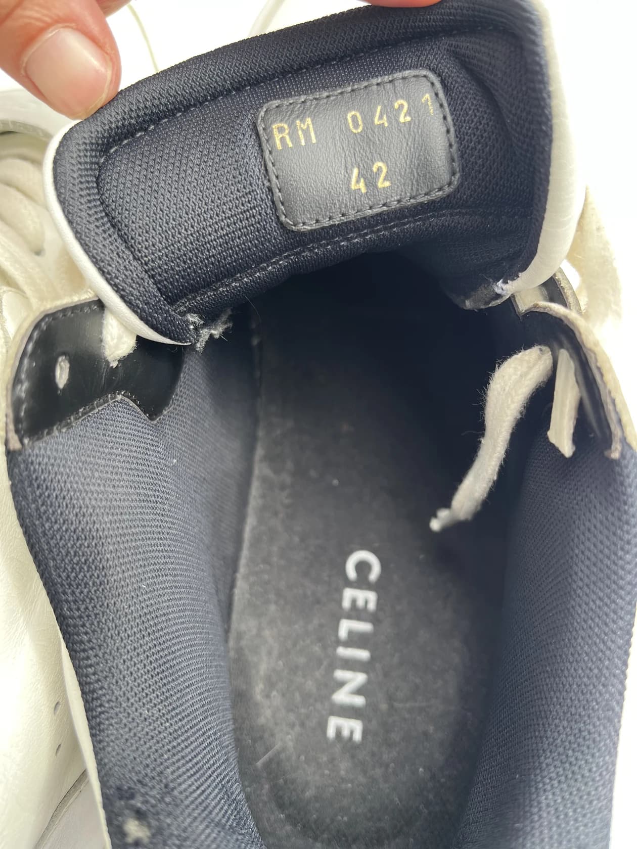 Высокие кеды Celine из белой кожи — фото 6