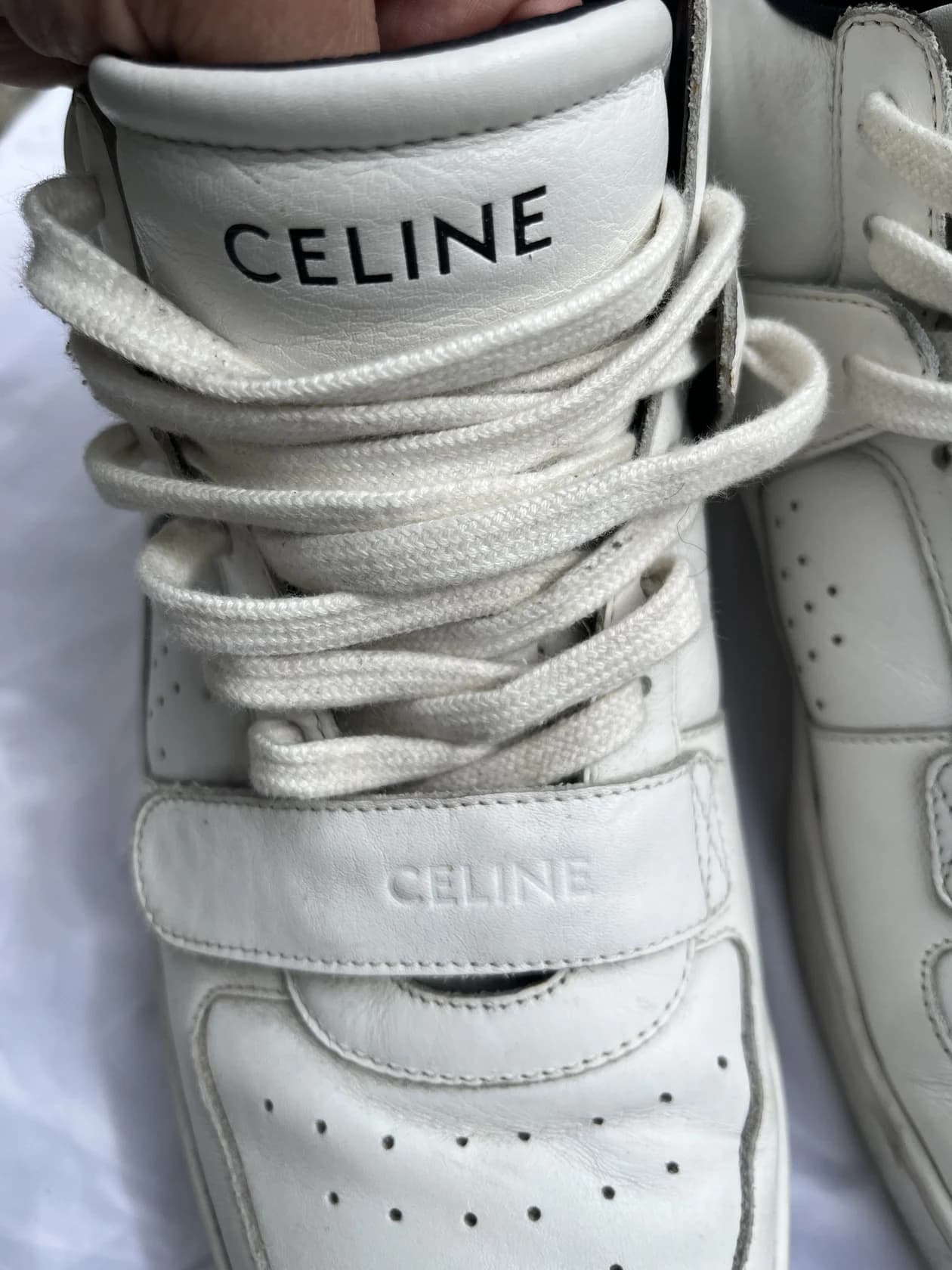 Высокие кеды Celine из белой кожи — фото 8