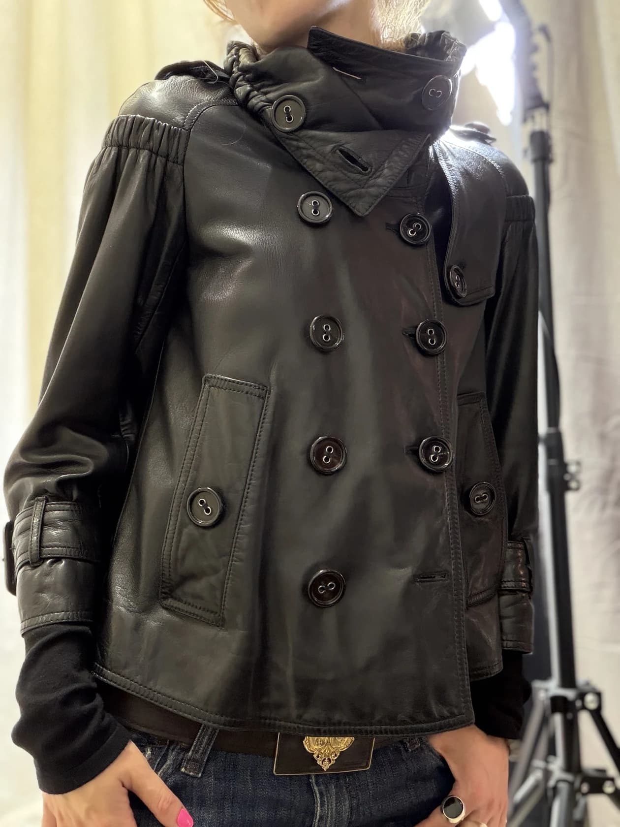 Куртка Burberry из мягкой кожи, двубортная — фото 2