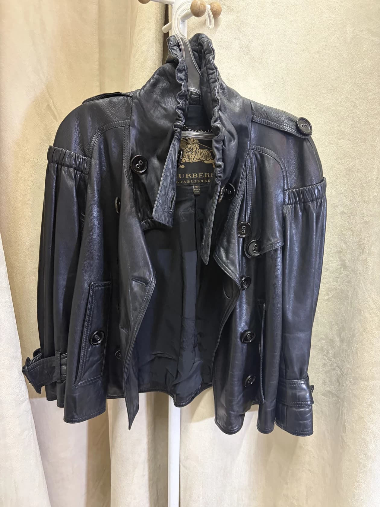 Куртка Burberry из мягкой кожи, двубортная — фото 3
