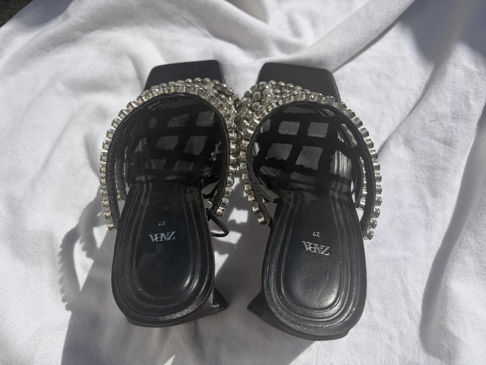 Мюли Zara с кристаллами, цвет хаки
