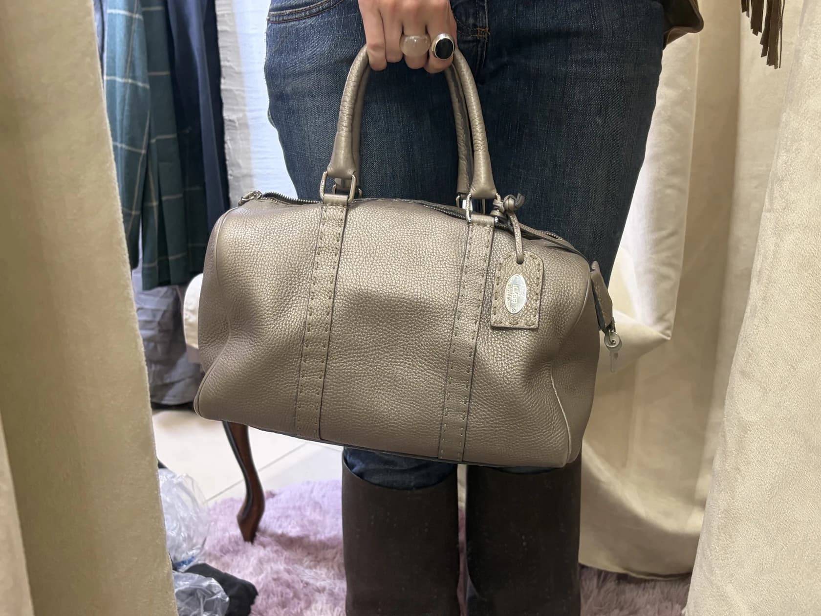 Сумка Fendi Selleria Linda Boston Bag, серебро 925 — фото 6